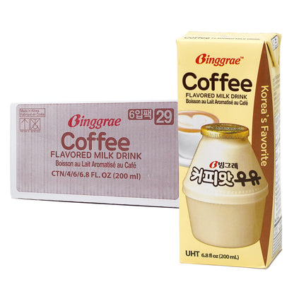 Binggrae Coffee Flavored Milk Drink – Korean Sweet and Creamy Shelf-Stable Beverage – 6.8 fl oz Cartons – Pack of 24