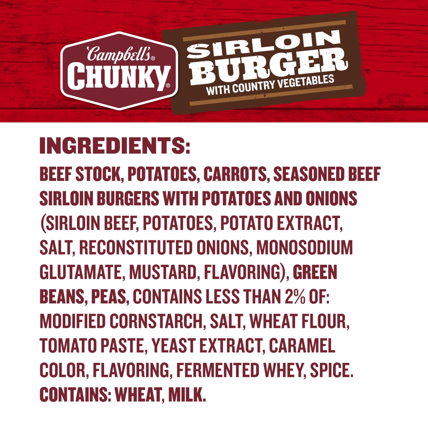 Campbell’s Chunky Soup, Sirloin Burger With Country Vegetables Beef Soup, 18.8 oz Can