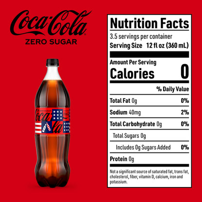 Coke Zero Sugar Diet Soda Soft Drink, 1.25 Liter Bottle