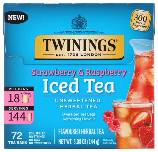 Twinings, Tea Iced Herbal Strawberry Raspberry, 72 Count