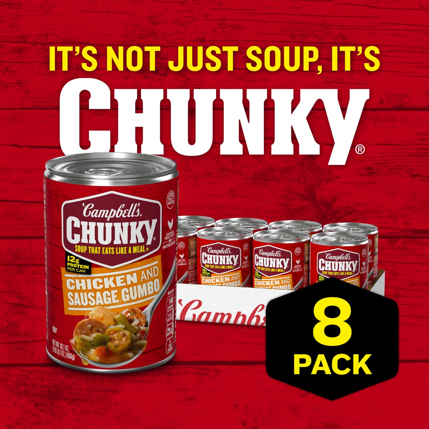 Campbell’s Chunky Soup, Chicken and Sausage Gumbo, 16.1 oz Can (Case of 8)