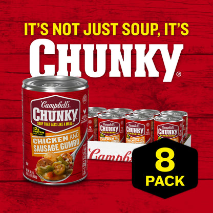 Campbell’s Chunky Soup, Chicken and Sausage Gumbo, 16.1 oz Can (Case of 8)