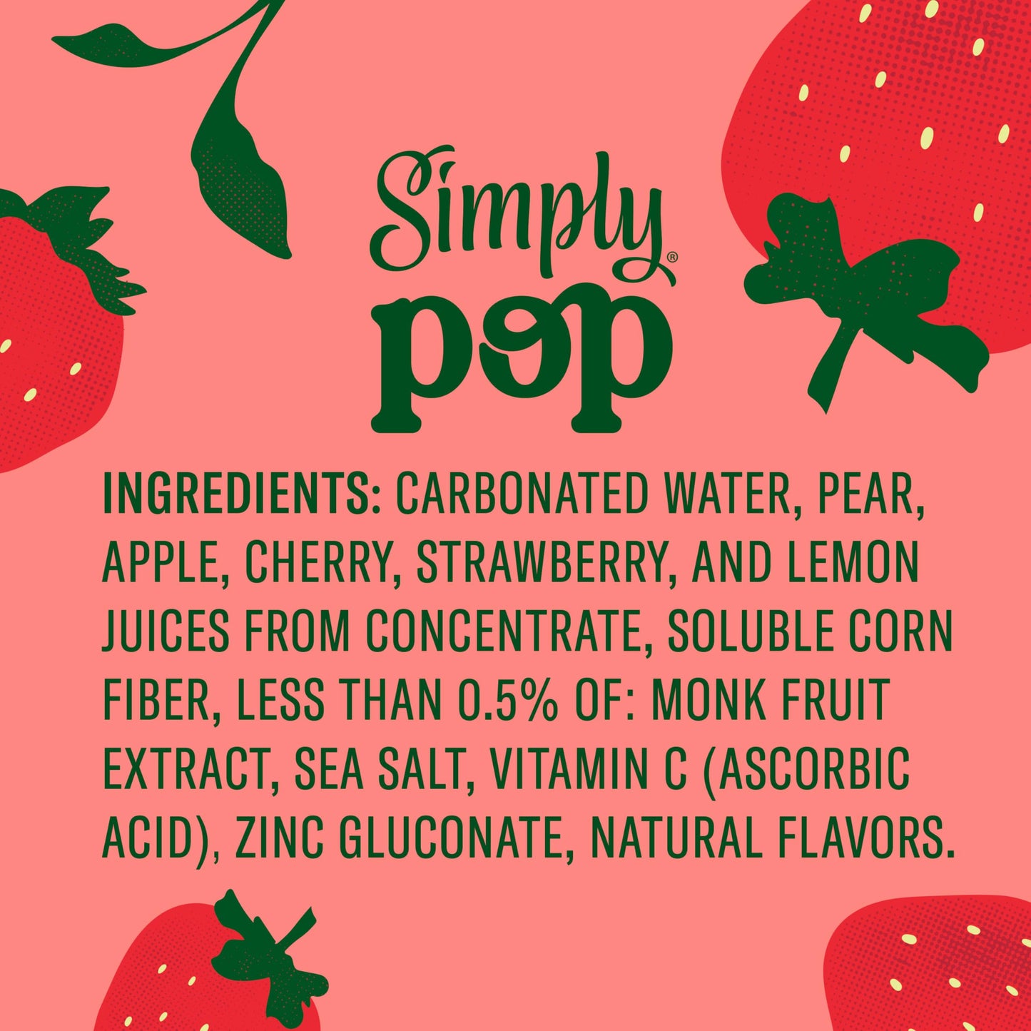 Simply Pop, Strawberry Prebiotic Soda, 12 Fl Oz