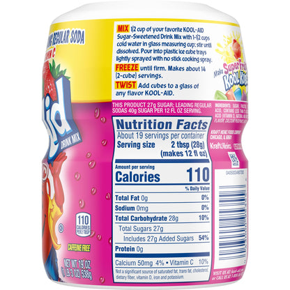 Kool-Aid Sugar-Sweetened Strawberry Artificially Flavored Powdered Soft Drink Mix, 19 oz Canister