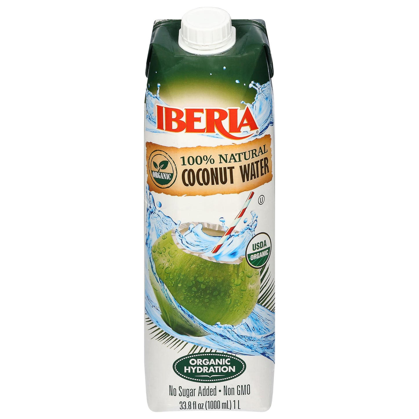 Iberia 100% Pure Organic Coconut Water, 1 Liter , 33.8 Fl Oz (Pack of 3)