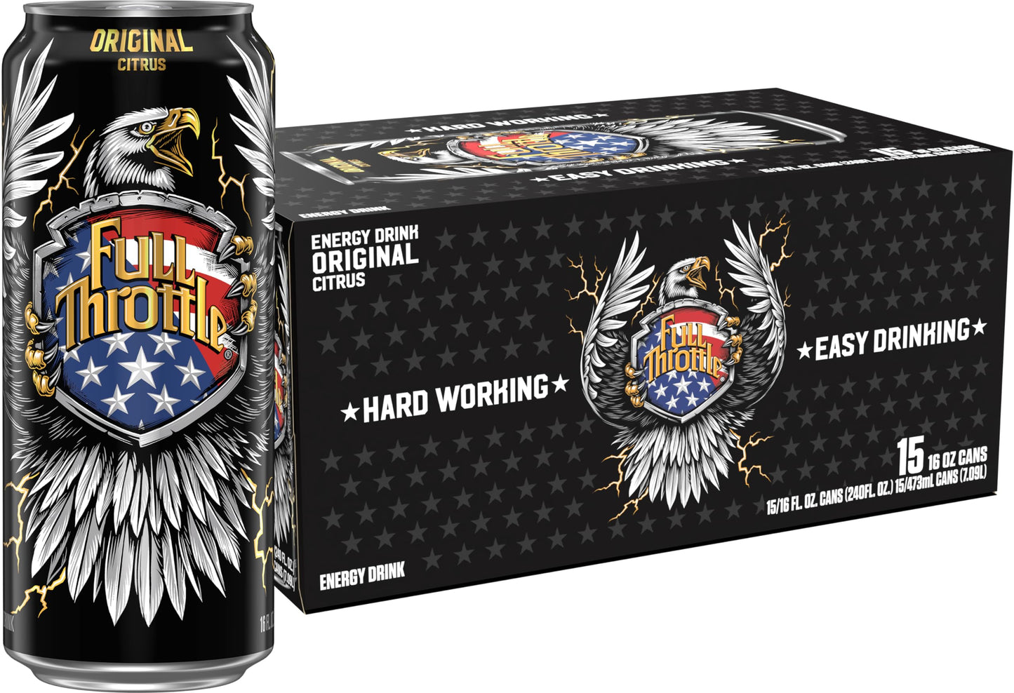 Full Throttle Citrus: Hard-Working Energy Drink. 16 Fl oz | Pack of 15