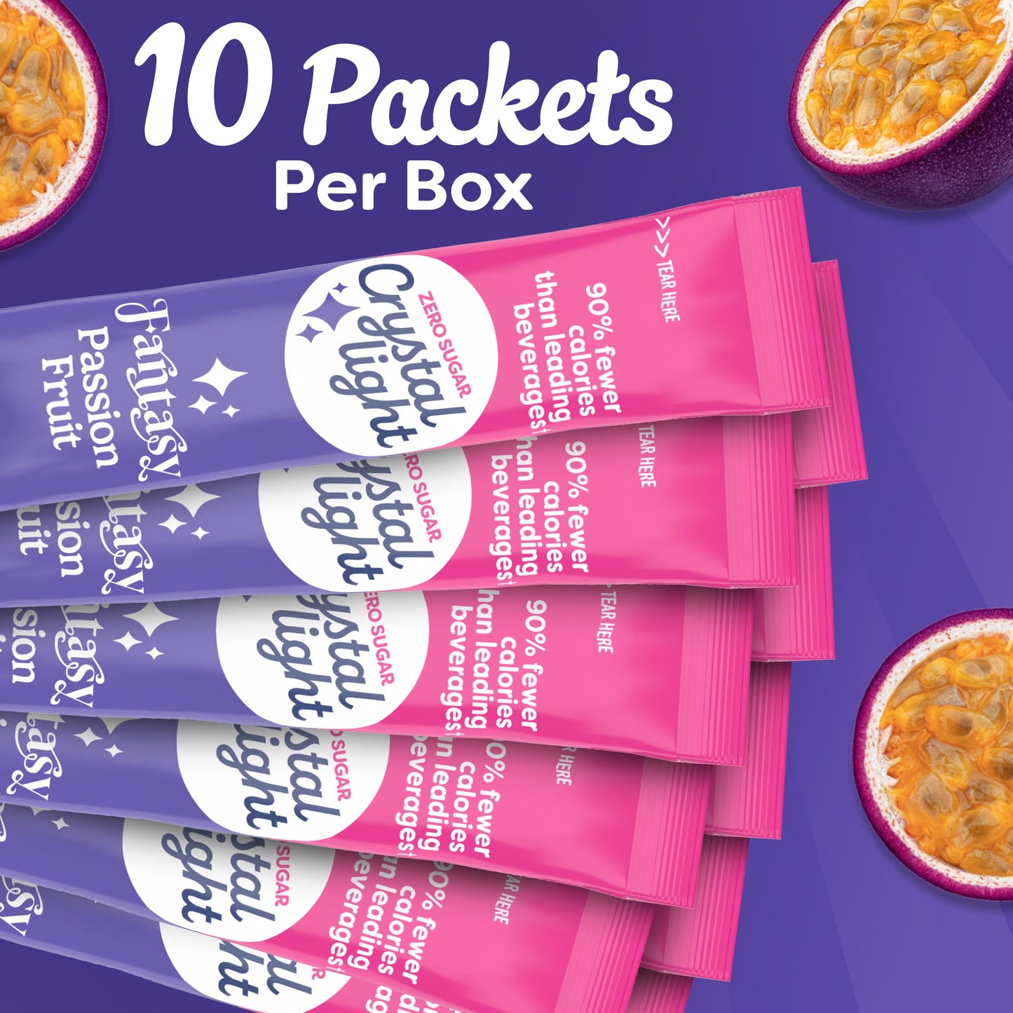 Crystal Light Drink Mix, 10 Individual Packets, Hydration for Book Lovers and Fantasy Readers, Passion Fruit Artificial Flavor, Zero Sugar, No Artificial Dyes, 0.12 oz