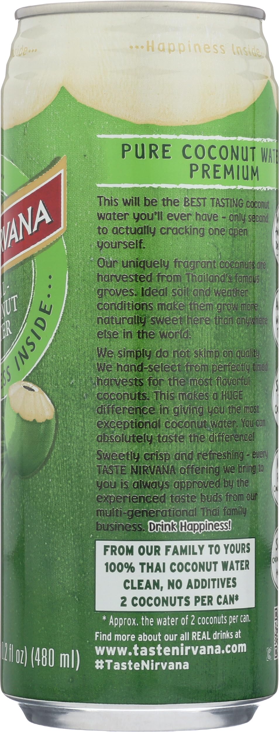Taste Nirvana Real Coconut Water, Coco Real Premium Coconut Water, 16.2 Ounce Can