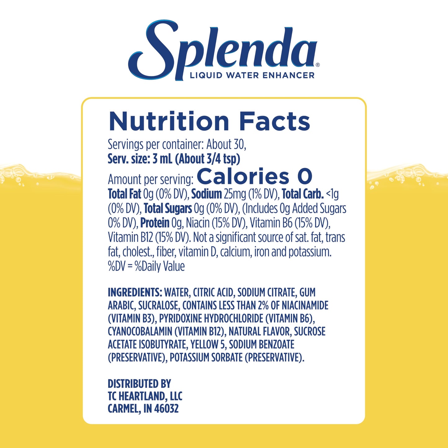 SPLENDA Liquid Water Enhancer Drops, Sugar Free, Zero Calorie, Natural Flavor, Concentrated Drink Mix, 3.11 Fl Oz Each Bottle (Lemonade, 2 Pack)