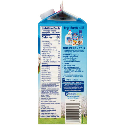 BLUE DIAMOND Unsweetened Vanilla Almondmilk, 0.5 GL
