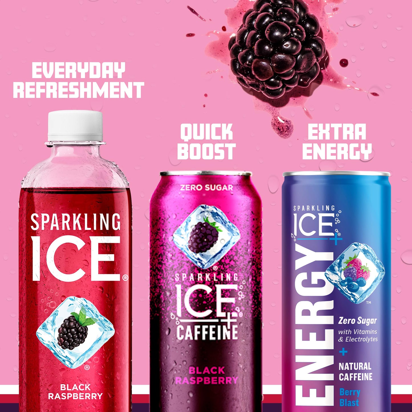 Sparkling Ice Purple Variety Pack, Flavored Water, Zero Sugar, with Vitamins and Antioxidants, 17 fl oz, 12 count (Black Raspberry, Cherry Limeade, Orange Mango, Kiwi Strawberry) (Pack of 2)