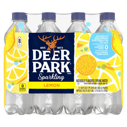 Deer Park Sparkling Water, Lemon, 16.9 Fl Oz (Pack of 8)