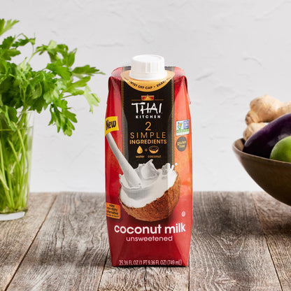 Thai Kitchen Coconut Milk, Unsweetened, Non Dairy Milk Substitute, Gluten Free, Non GMO, Vegan, For Smoothies, Ice Cream, Oatmeal, Coffee, and More, 25.36 fl oz (Pack of 6)