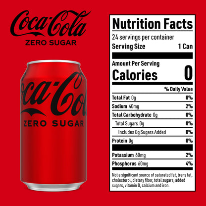 Coke Zero Sugar Cola Soda, 12 oz, 24 Pack (Package May Vary)