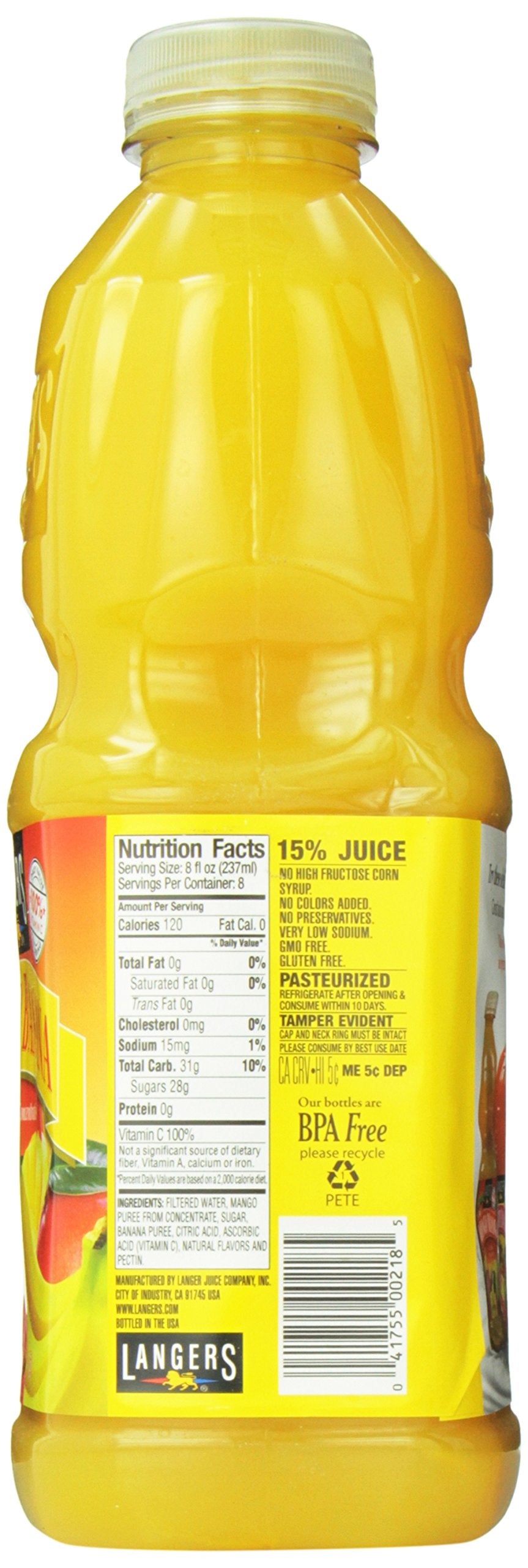Langers Juice, Mango Banana Nectar, 64 Fl Oz (Pack of 8)