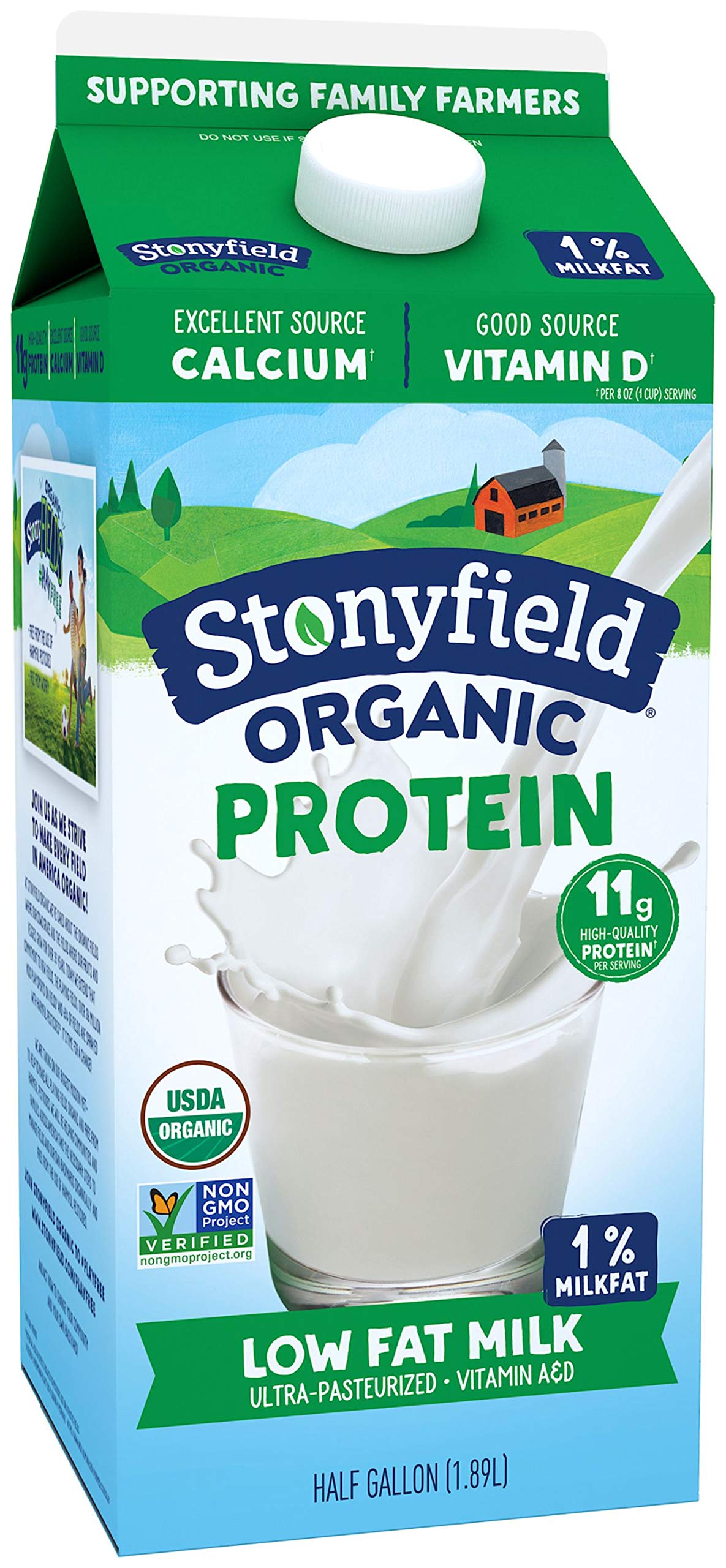Stonyfield Organic Milk Ultra Pasteurized Half Gallon, 1%, 64 oz