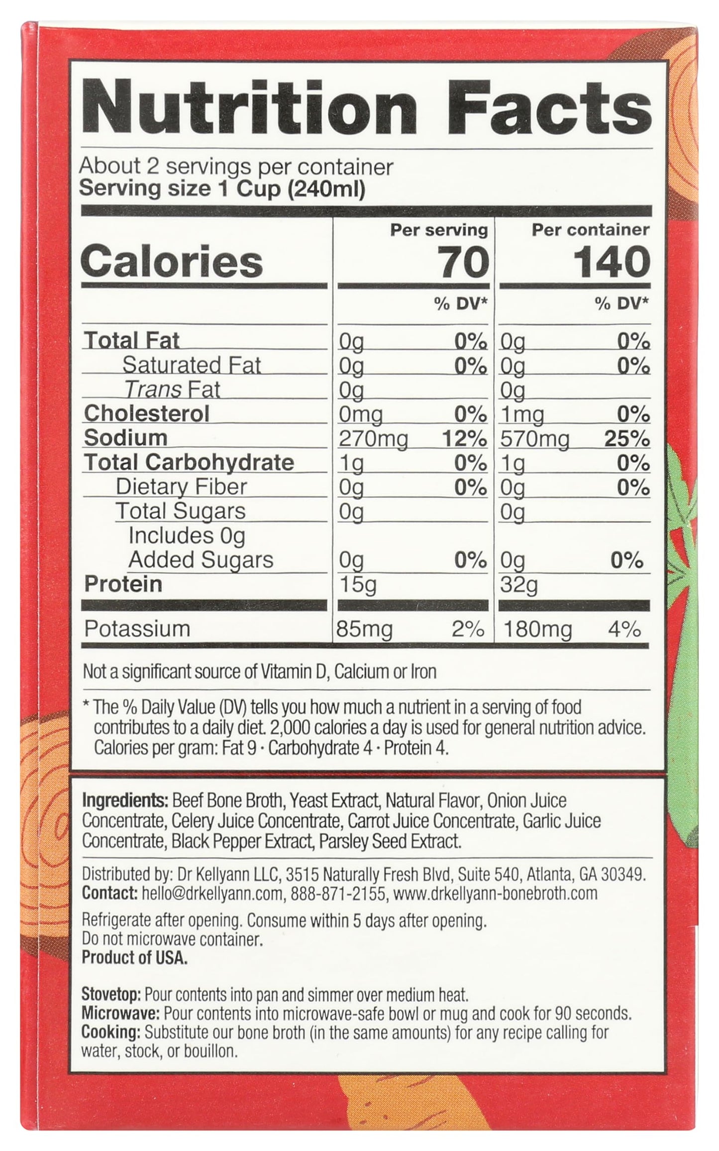 Dr. Kellyann, Classic Beef Bone Broth, 16.9 Ounce