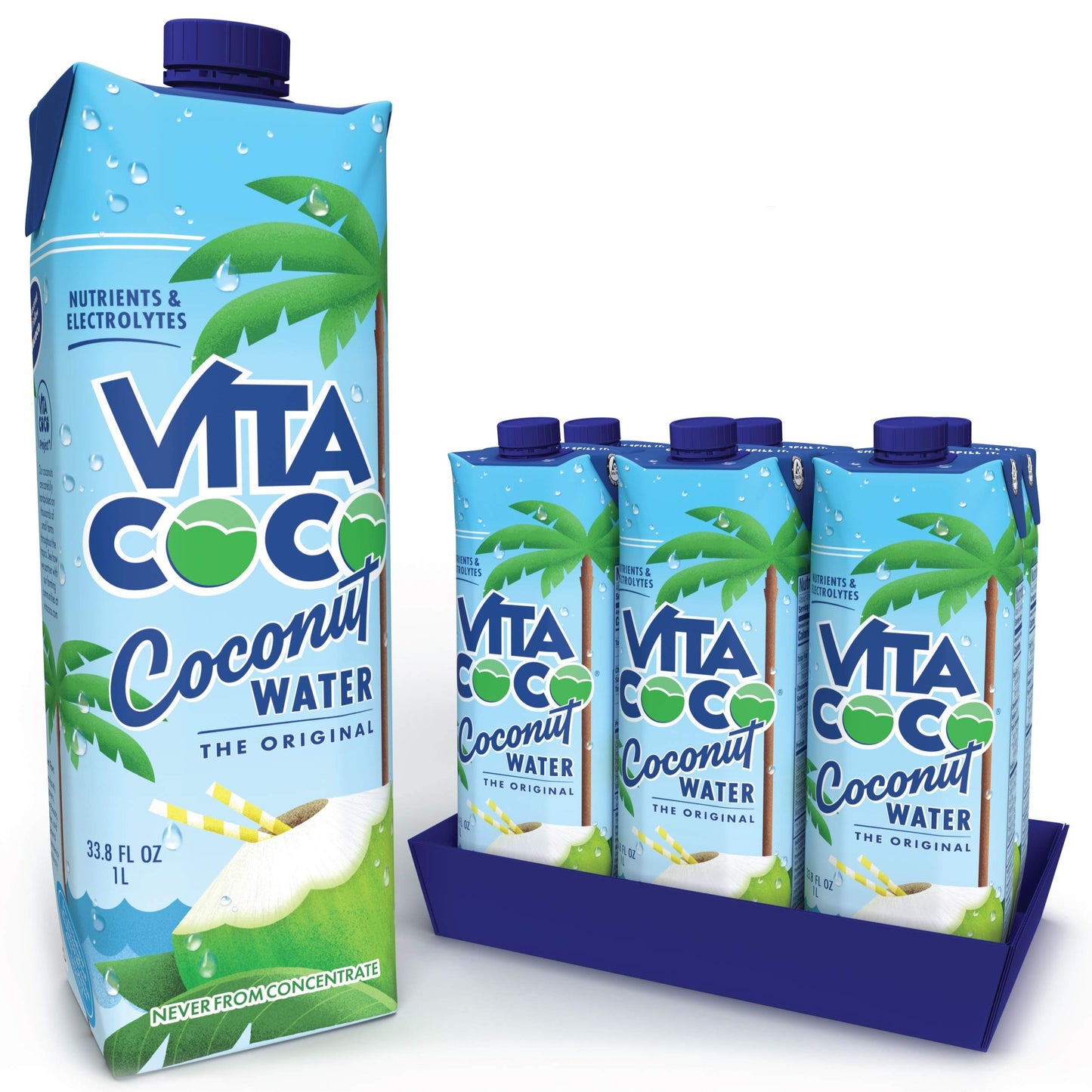 Vita Coco Coconut Water, Pure Organic | Refreshing Coconut Taste | Natural Electrolytes | Vital Nutrients | 16.9 Oz (Pack Of 12) and Vita Coco Coconut Water Original, 202.8 Fl Oz(Pack of 6)