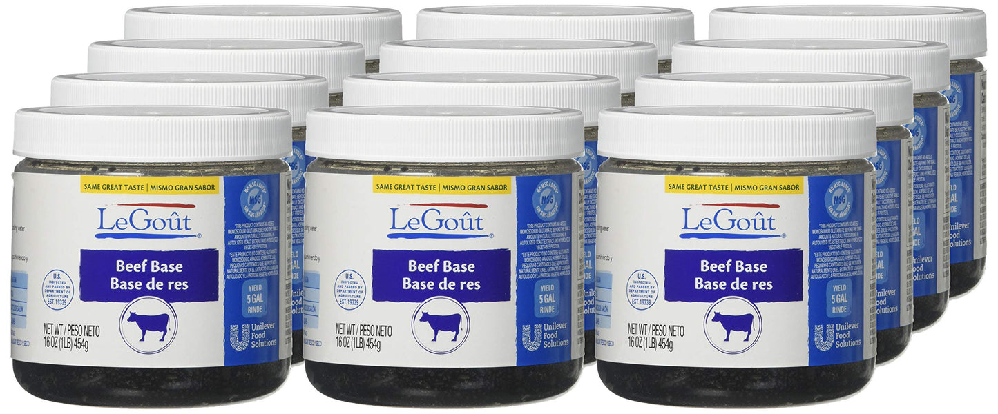 LeGout Beef Stock Base Gluten Free, No added MSG, 1 lb, Pack of 12