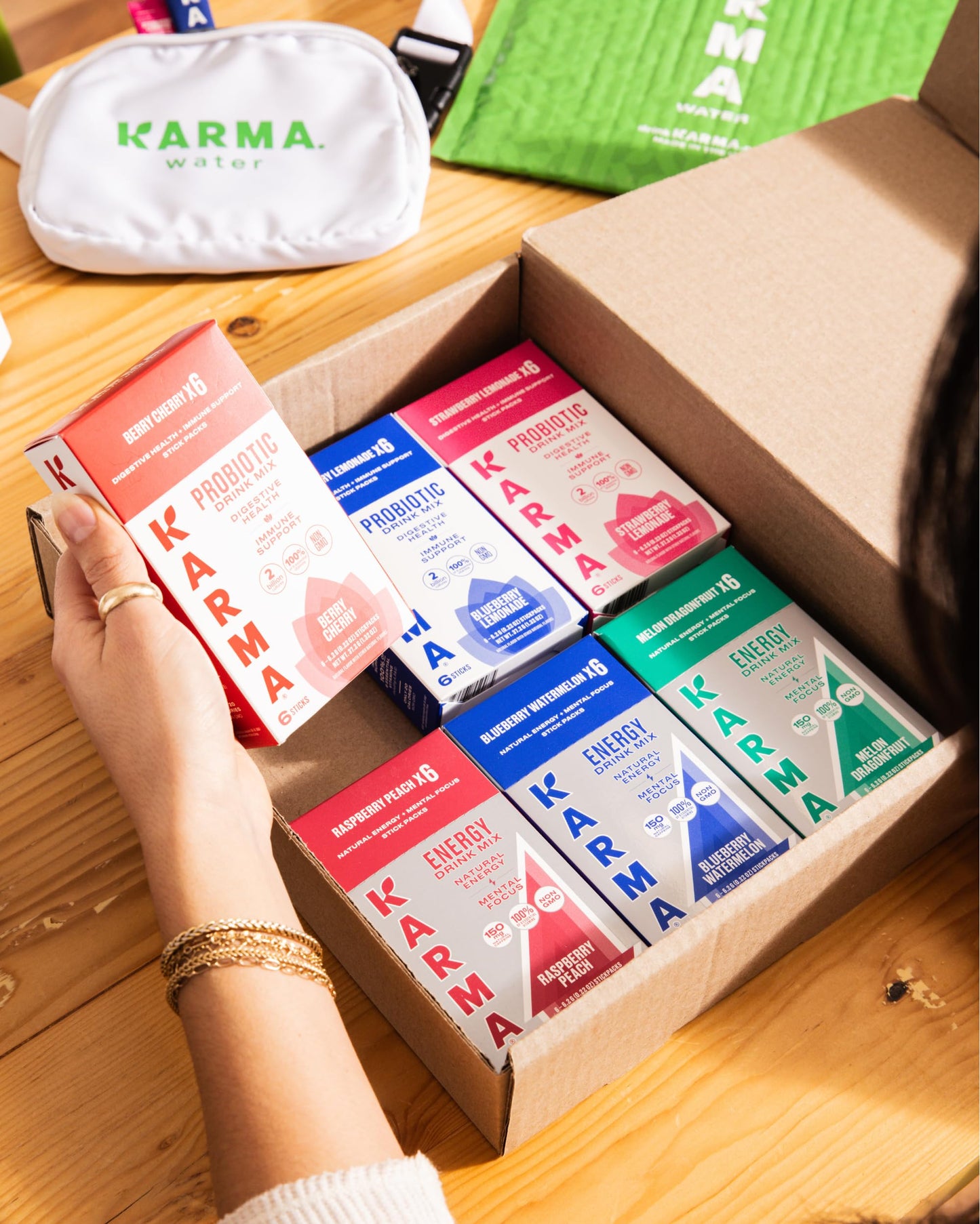 Karma Probiotic Hydration Packet - 6 Pack, Strawberry Lemonade Powder Drink Mix Stick - On-The-Go Immune & Gut Health Support