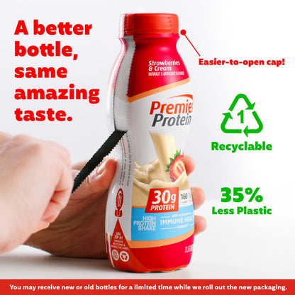 Premier Protein Shake Bundle - 24 Vitamins & Minerals, 30g Protein, Strawberries & Chocolate Flavors, Pack of 12, 11.5 Fl Oz