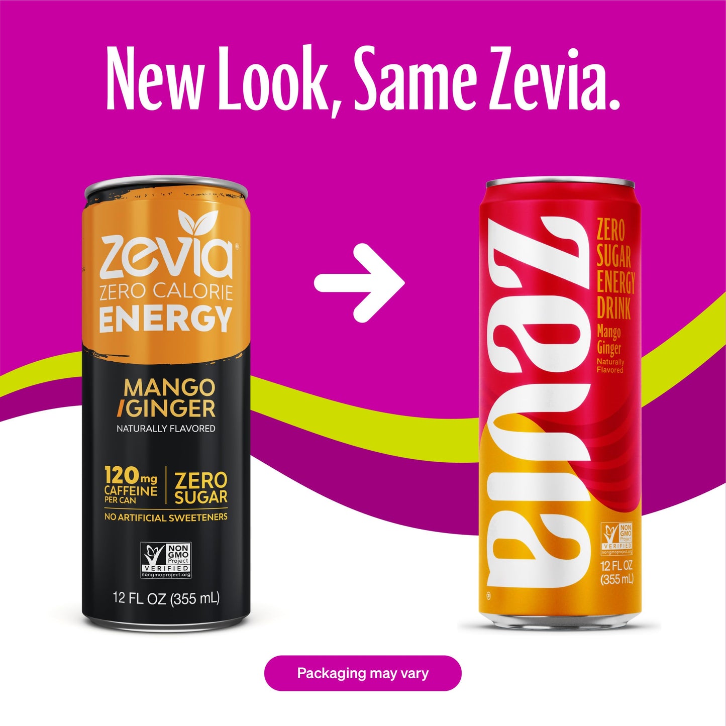 Zevia, Drink Energy Mango Ginger, 12 Fl Oz (Pack of 2)