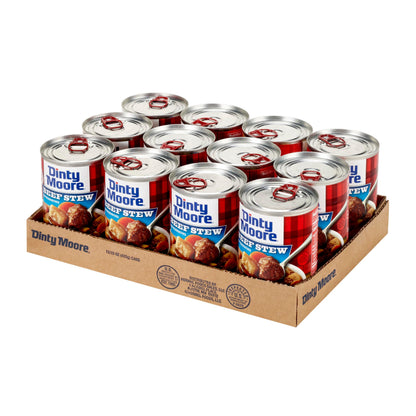 DINTY MOORE Beef Stew, 15 oz (12 Pack), Fully Cooked & Ready-To-Eat with Fresh Potatoes & Carrots, Gluten-Free, 10g Protein, No Preservatives, Perfect for Noodles, Biscuits & Hot Pies