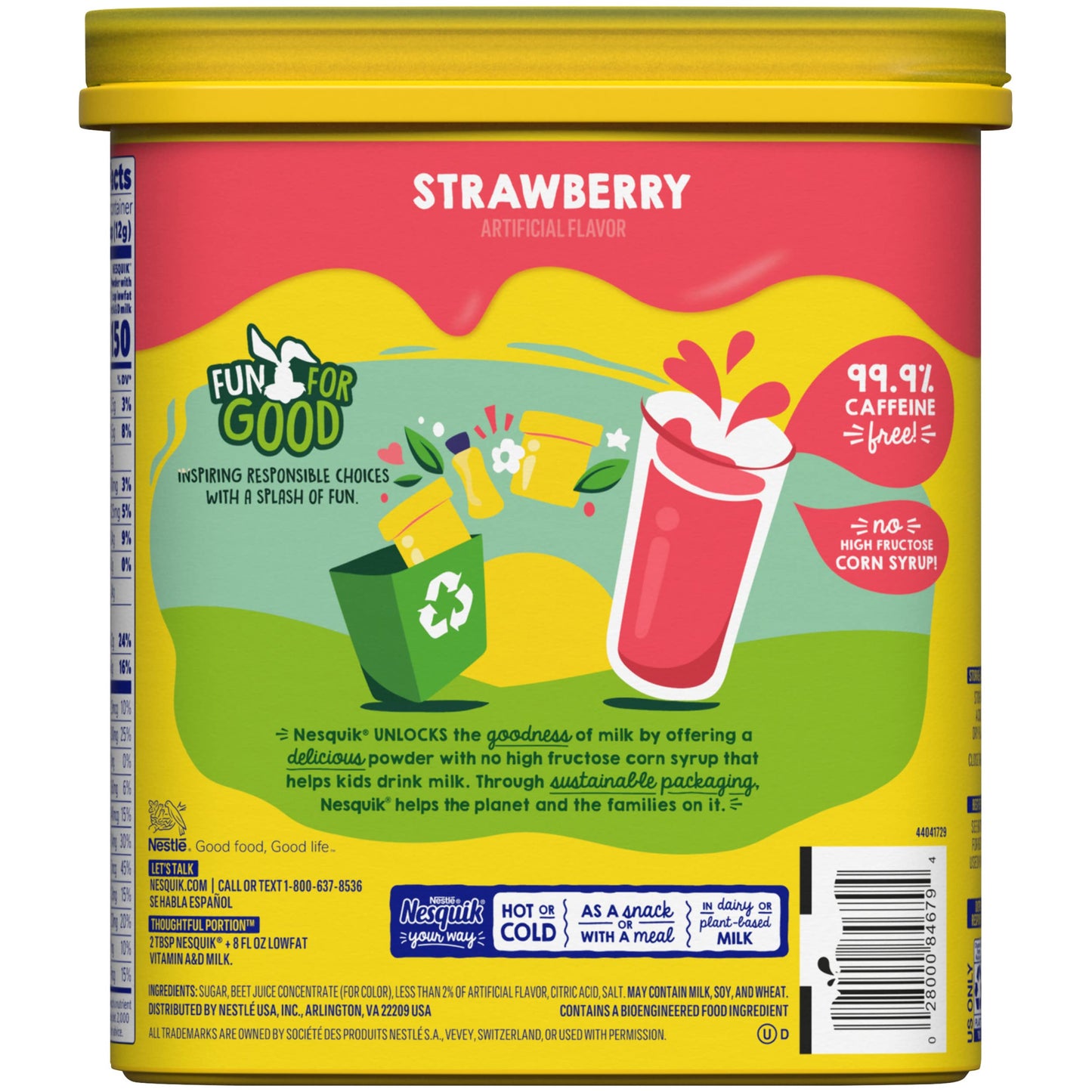 Nesquik Strawberry Flavor Powder Drink Mix Canister 1.169 lb.