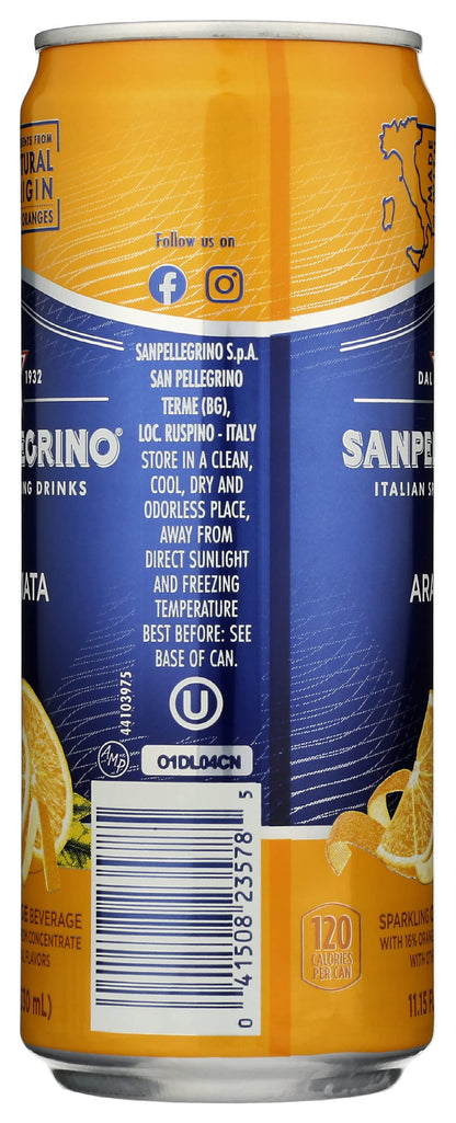 San Pellegrino, Aranciata, 11.15 fl oz, skinny can