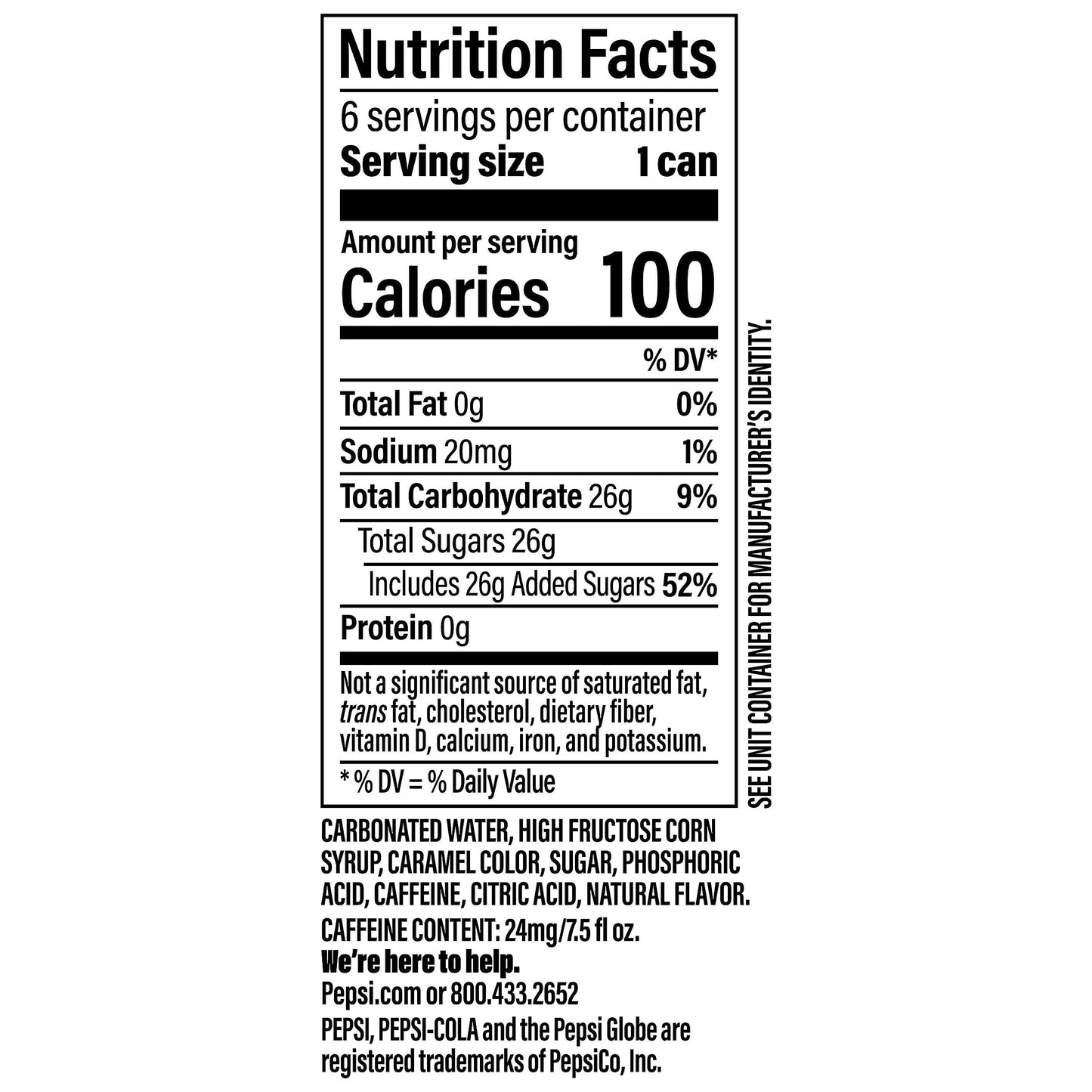 Pepsi Cola Soda Pop, 7.5oz Mini Cans (6 Pack)
