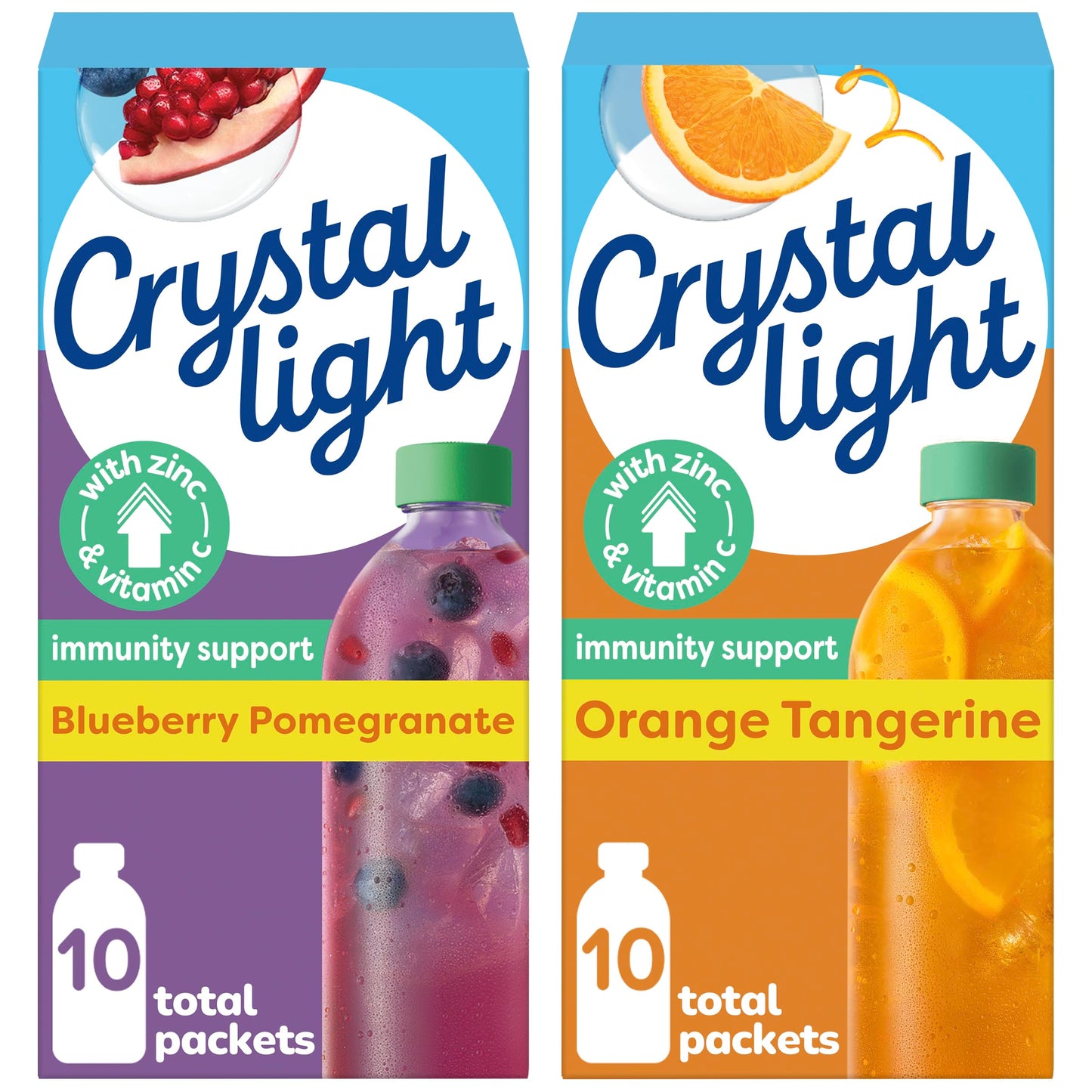 2 Pack Crystal Light Immunity: Blueberry Pomegranate and Orange Tangerine