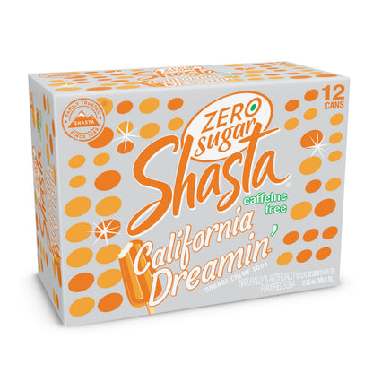 Shasta Zero Sugar California Dreamin' | Citrus & Tropical Flavor | 12-Pack of 12oz Cans | Sugar-Free, Caffeine-Free Soda with Bright, Refreshing Vibes