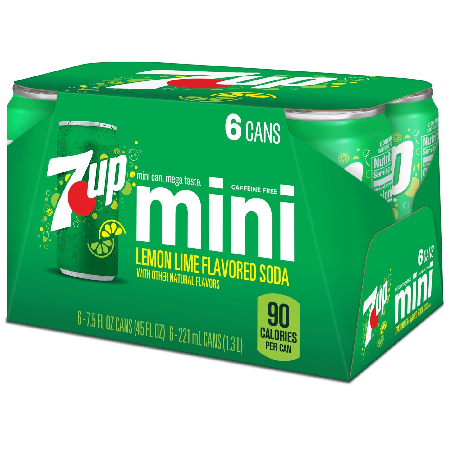 7UP Lemon Lime Soda, 7.5 Fl Oz Cans, 6 Pack