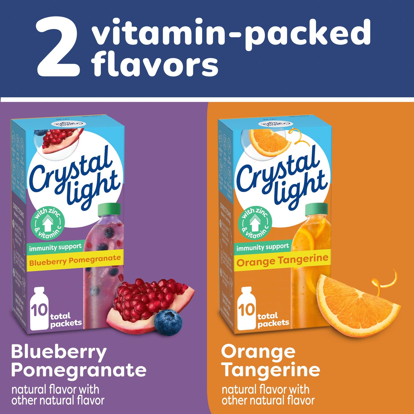 2 Pack Crystal Light Immunity: Blueberry Pomegranate and Orange Tangerine