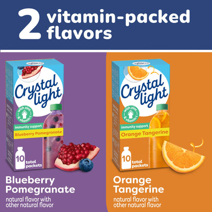 2 Pack Crystal Light Immunity: Blueberry Pomegranate and Orange Tangerine