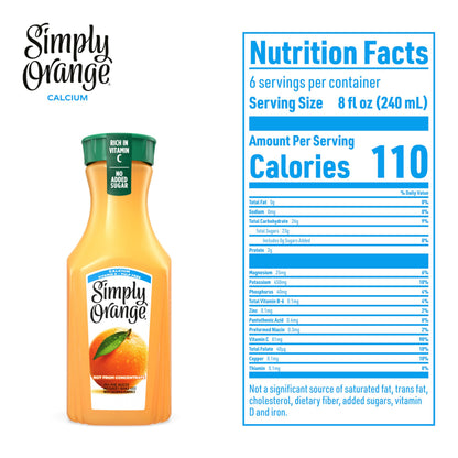 Simply Orange Juice with Calcium Bottle, 46 fl oz
