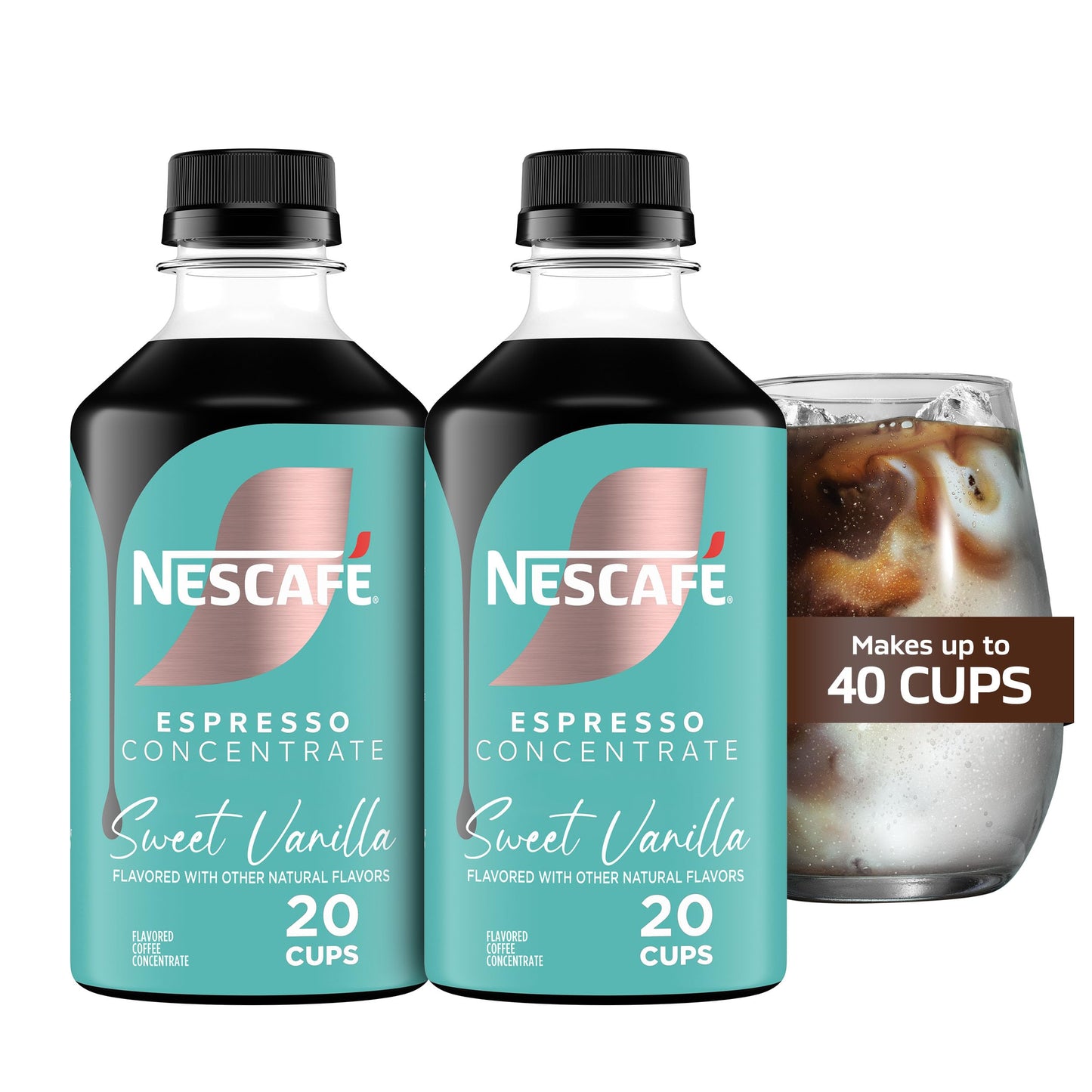 NESCAFÉ Espresso Concentrate Sweet Vanilla Flavored, Instant Espresso Coffee Concentrate, Cold Brew Style, Iced Coffee Style Drinks, 2 Bottles (10 Fl Oz Each)