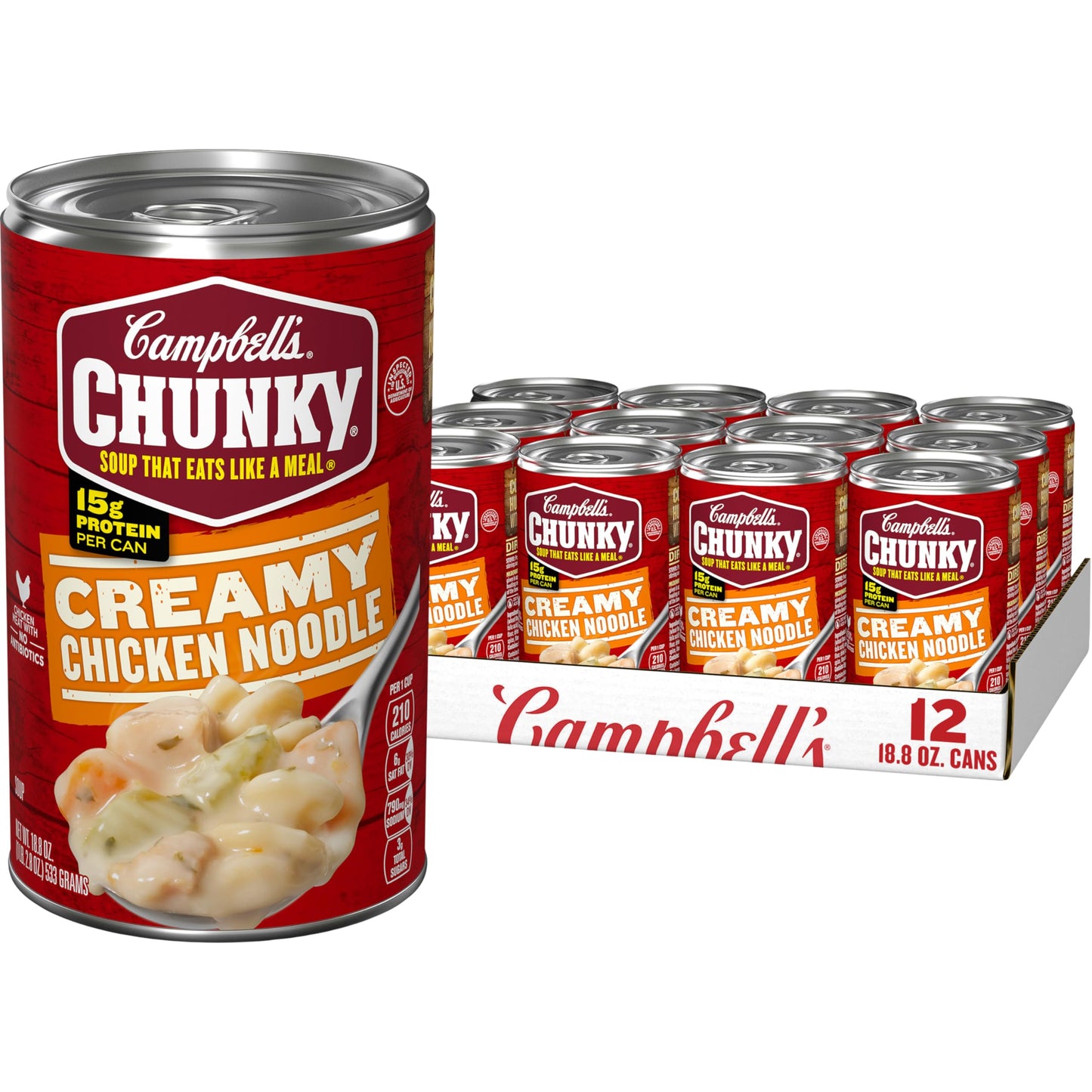 Campbell's Chunky Soup, Creamy Chicken Noodle Soup, 18.8 Oz Can (Case of 12)