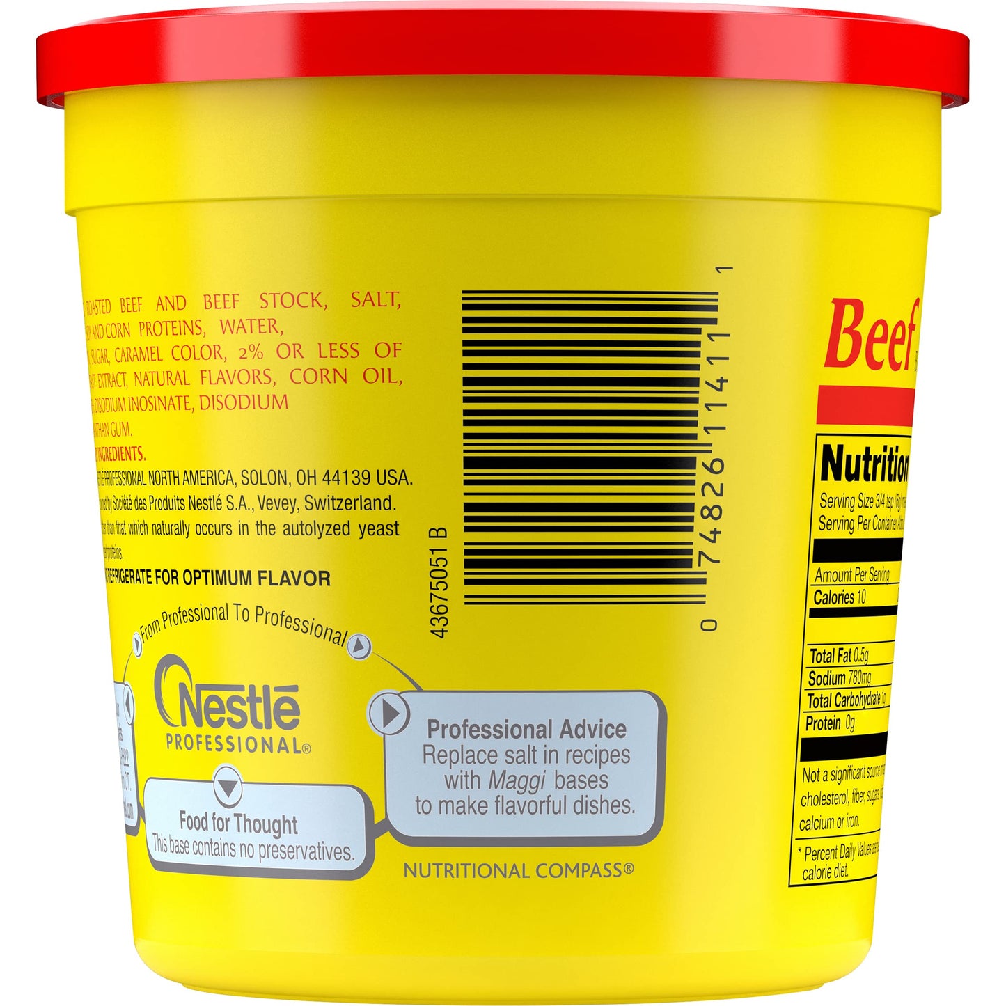 Maggi Beef Base, Stock and Bouillon, Gluten Free, No Added MSG, Bulk 1 lb Tub (Pack of 6)