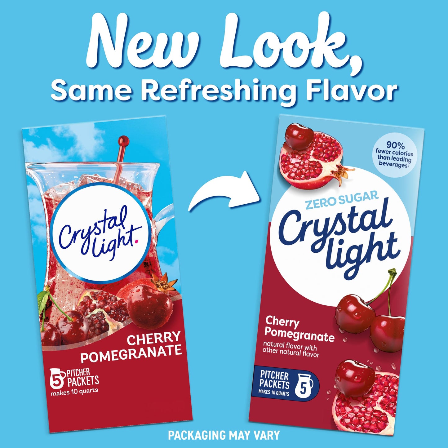 Crystal Light Drink Mix, 5 Pitcher Packets, for Flavorful Hydration and Shareable Refreshment, Cherry Pomegranate, flavored with other natural flavor, Zero Sugar, Low Calorie, 2.2 oz