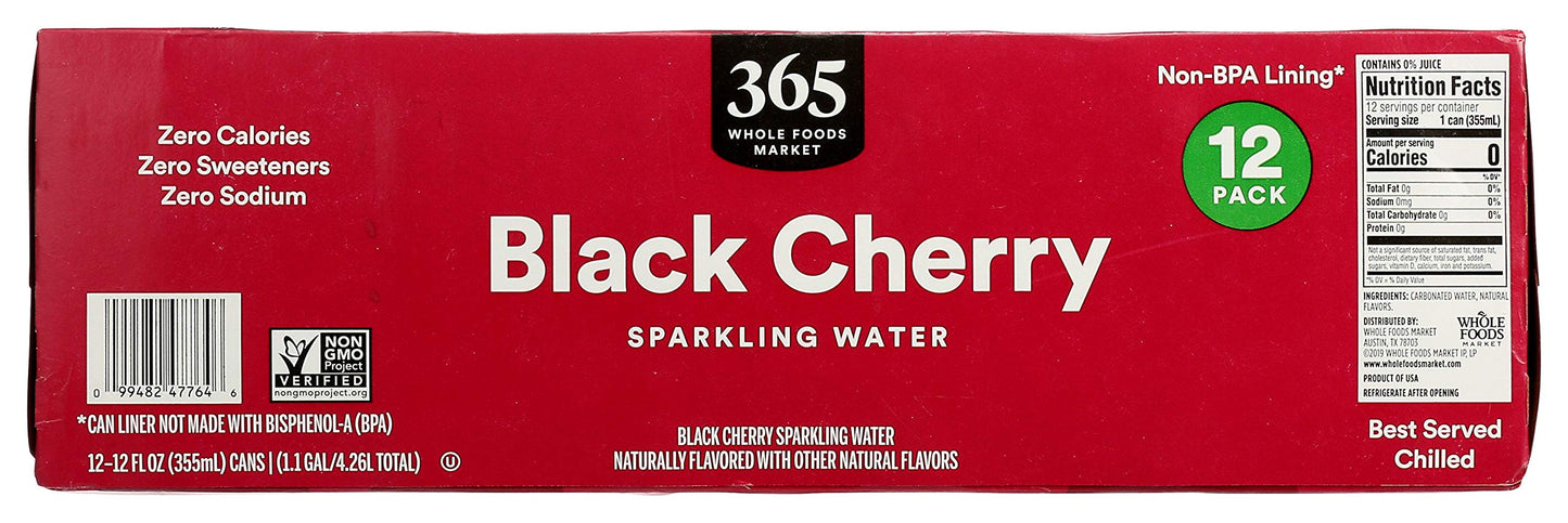 365 by Whole Foods Market, Black Cherry Sparkling Water 12pk, 12 Fl Oz