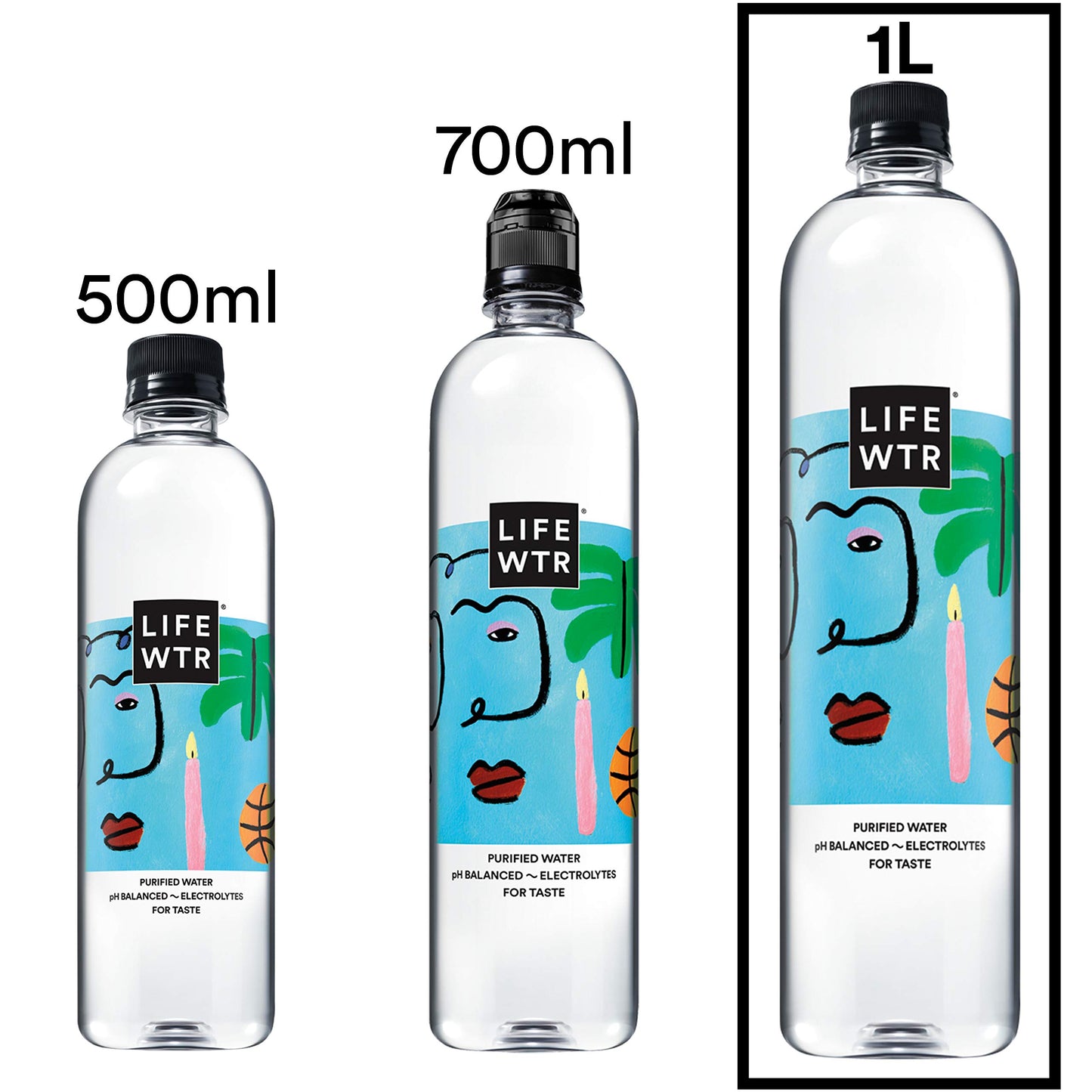 LIFEWTR, Premium Purified Water, pH Balanced with Electrolytes, 1 Liter Bottle (Pack of 5)