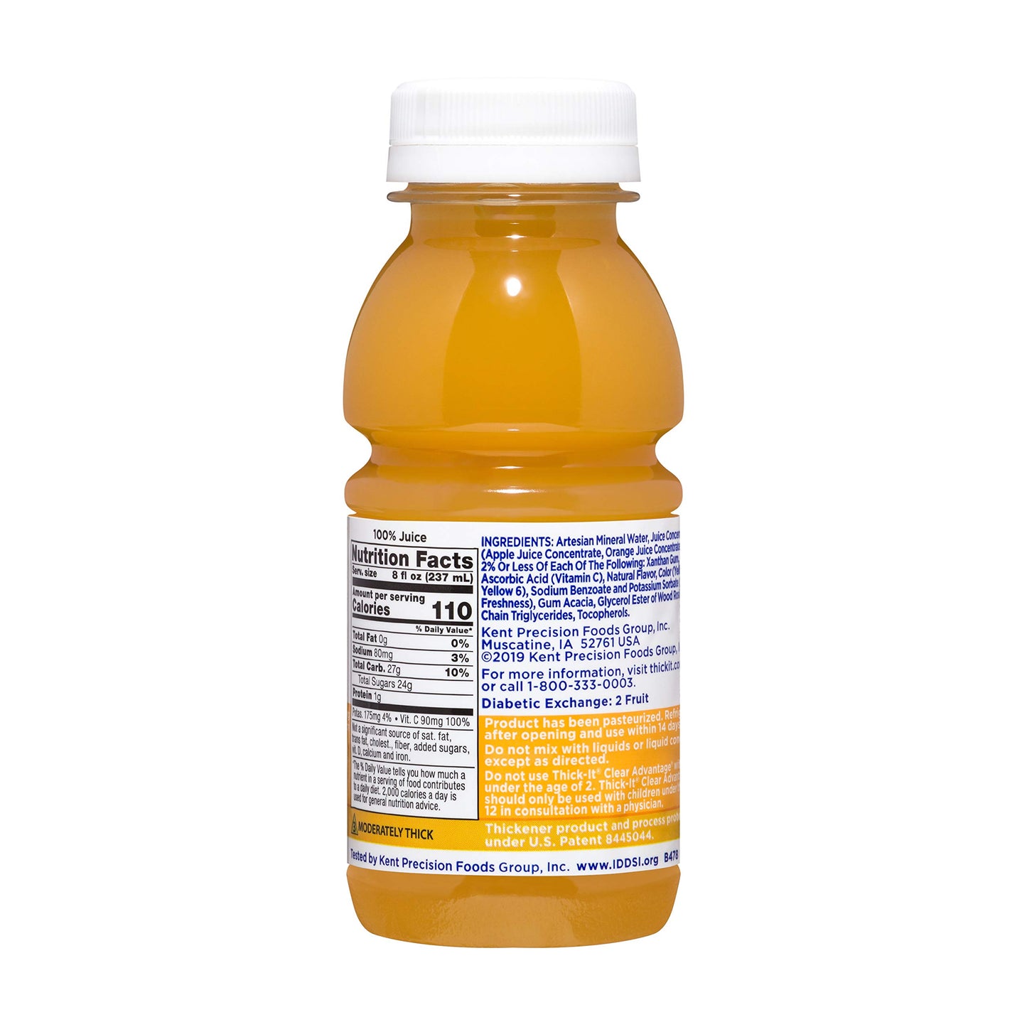 Thick-It Clear Advantage Thickened Orange Juice Blend - Moderately Thick/Honey, 8 oz Bottle (47882600)