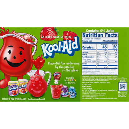 Kool-Aid Jammers Artificially Flavored Drink, 1 Pouches, for School Lunches and On-the-Go Hydration, Strawberry Kiwi Flavor, Excellent Source of Vitamin C, 6 fl oz