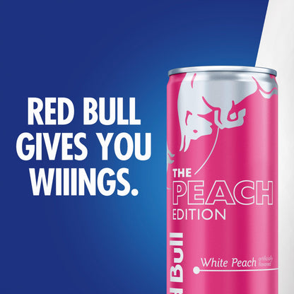 Red Bull Peach Edition Energy Drink, White Peach, 12 fl. oz. can, with 114mg Caffeine, Taurine & B Vitamins