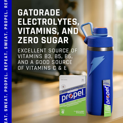 Propel Electrolyte Enhanced Water Drink Mix Powder Packets, Kiwi Strawberry, Zero Calorie & Zero Sugar Hydration with Electrolytes and Vitamins C & E (10 Packets)