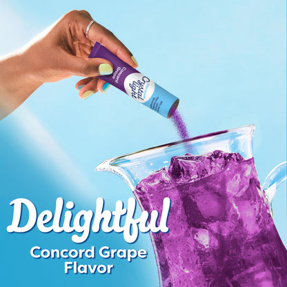 Crystal Light Drink Mix, 6 Pitcher Packets, for Flavorful Hydration and Shareable Refreshment, Concord Grape Artificially flavored, Zero Sugar, Low Calorie, 2.01 oz