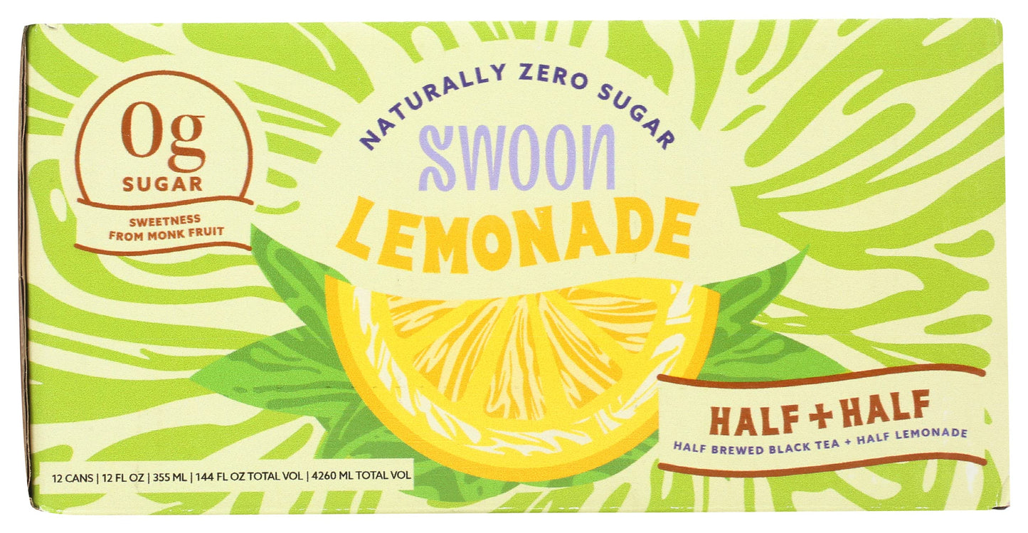 Swoon Half Tea + Half Lemonade, Zero Sugar, Gluten Free, 12 Fluid Ounce (Pack of 12)