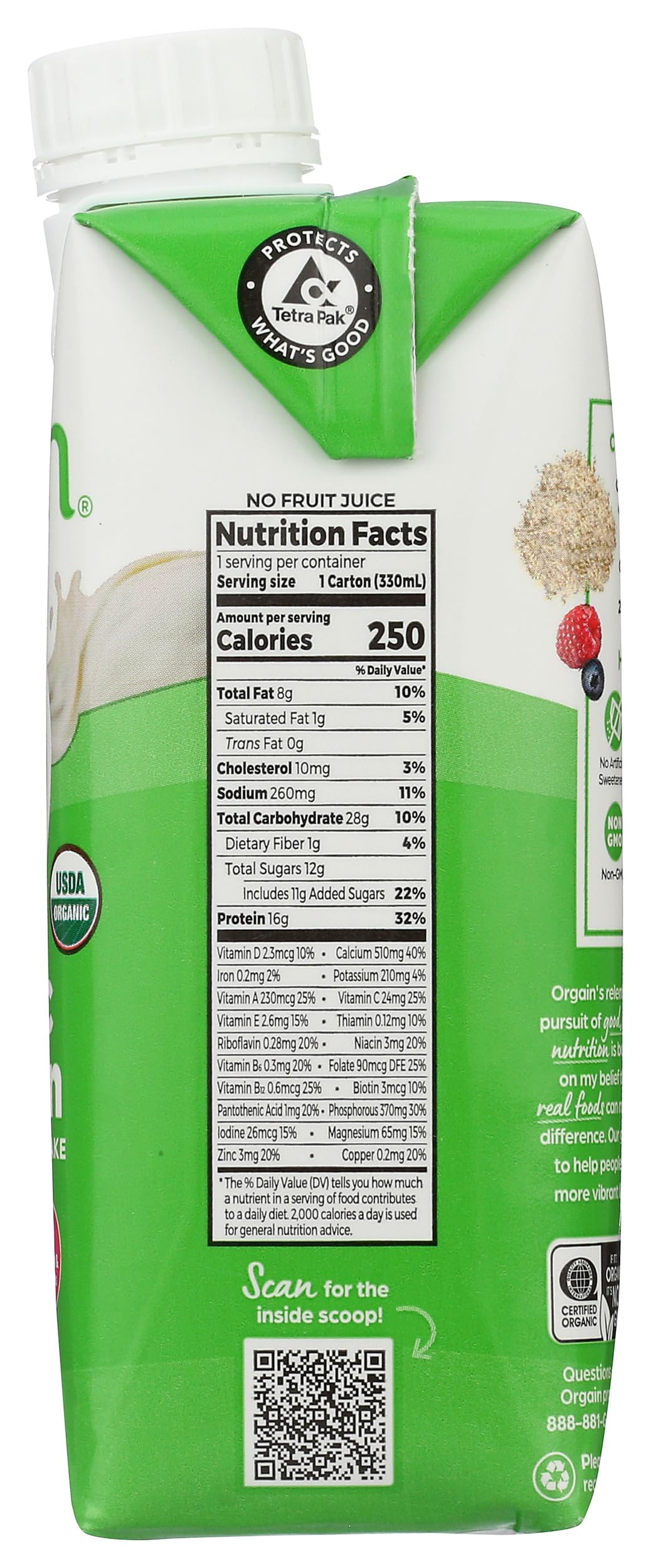 Orgain, Nutri Shake Sweet Vanilla Bean Organic, 11 Fl Oz