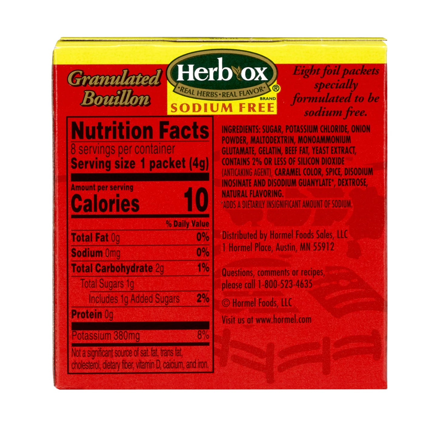 Herb-ox Beef Instant Broth & Seasoning, Sodium Free, 8 Count (Pack of 12)